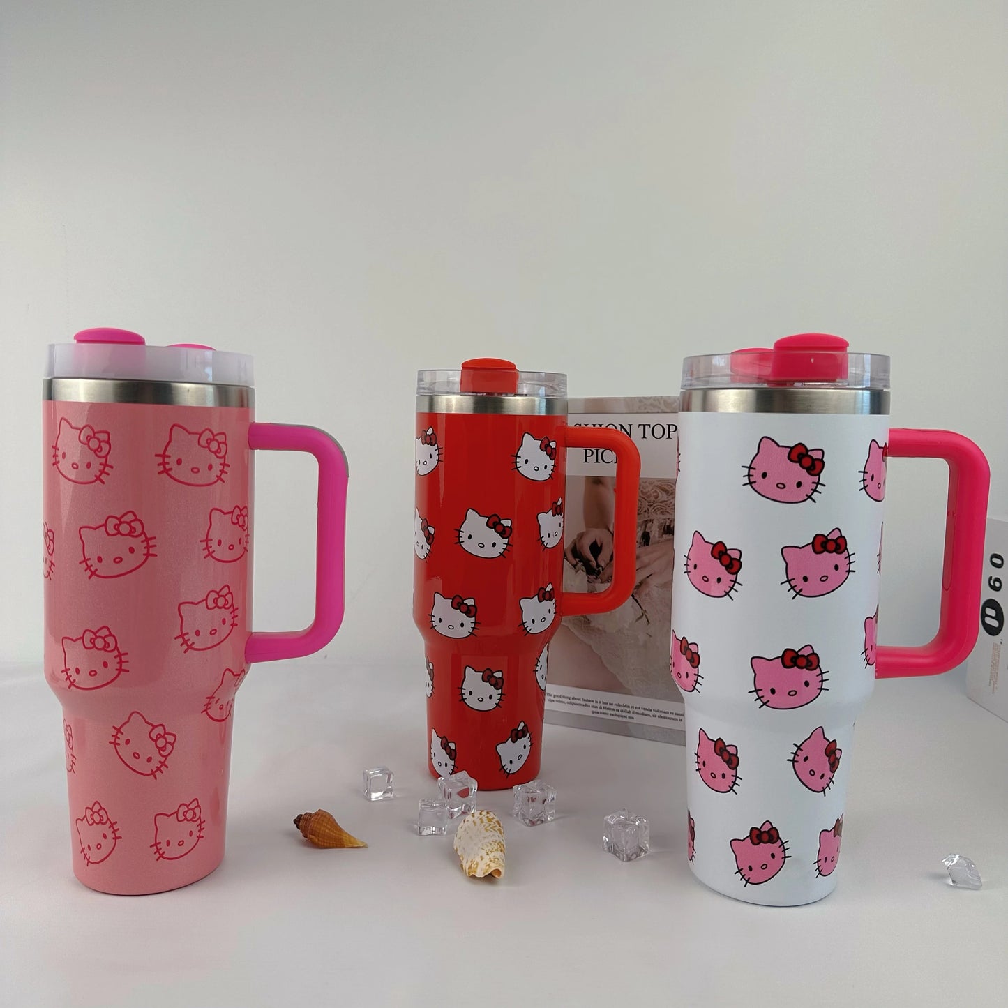 40Oz Sanrio Hello Kitty Stainless Steel Insulated Mug Pink with Handle Straw Mugs Large Capacity Thermos Drinks Coke Coffee Mug