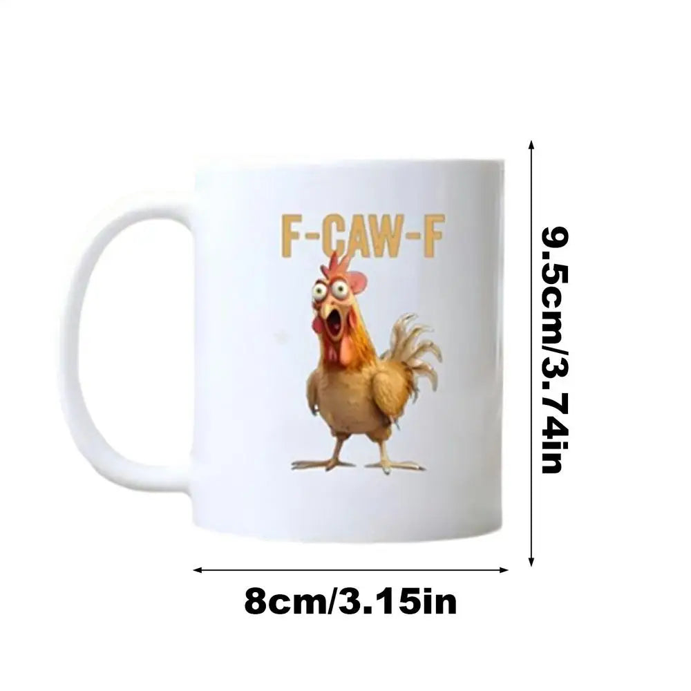 Coffee Mug Ceramic Funny F-Caw-F Chicken FCAWF Coffee Cup Mugs Farmhouse Themed Mug Animal Tea Cup Christmas Gift For Friends