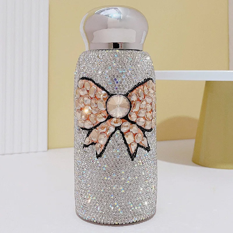 260ml Luxury Diamond Stainless Steel Vacuum Flask Bling Rhinestone Water Bottles Portable Mini Thermoses Coffee Cup Mug