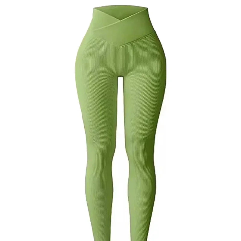Yoga Leggings for Women Slim Cut Casual Leggings Seamless High Waist Yoga Leggings Ribbed Pattern Solid Color Long for Women's