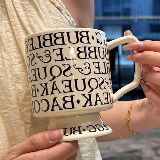[Beautiful Style for Wife of Shop Owner] Ins Style Letter Roman Impression French Mug Coffee Cup Water Cup