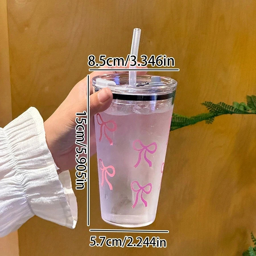 500ml Pink Bow Plastic Cup