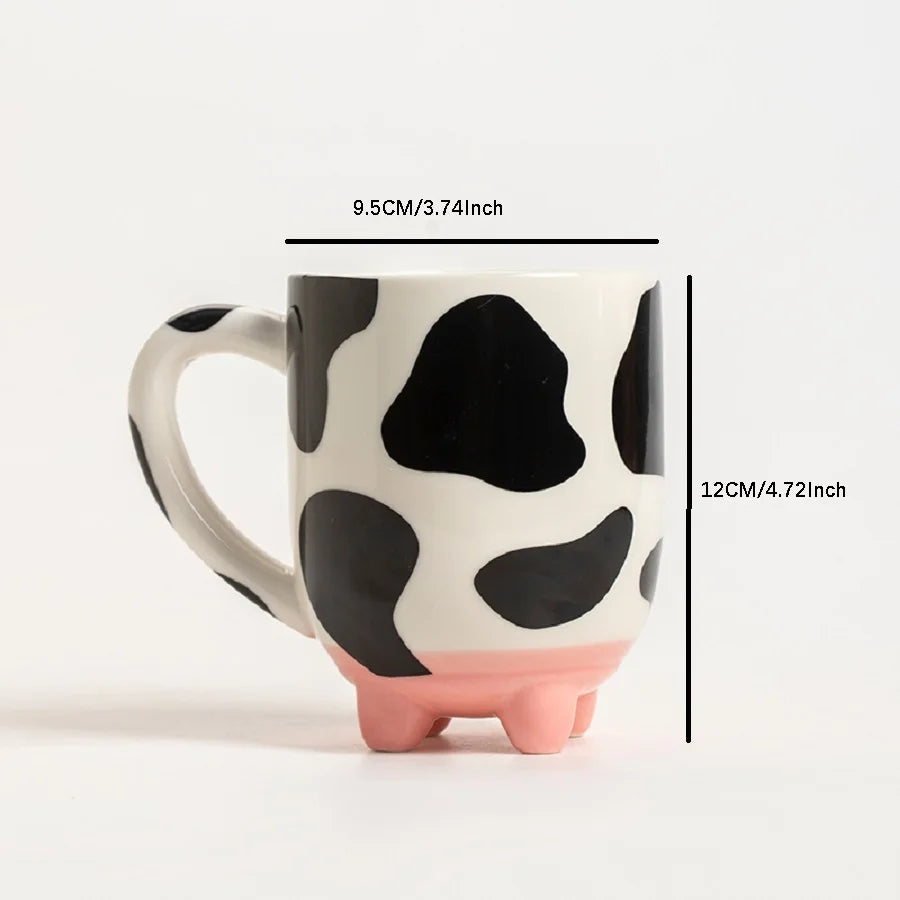 1pc 500ml/17oz Funny Cow Print Coffee Mug, Ceramic Coffee Cup, Water Cup, Summer Winter Drinkware, Perfect Gift