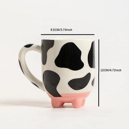 1pc 500ml/17oz Funny Cow Print Coffee Mug, Ceramic Coffee Cup, Water Cup, Summer Winter Drinkware, Perfect Gift