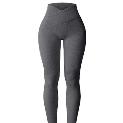 Yoga Leggings for Women Slim Cut Casual Leggings Seamless High Waist Yoga Leggings Ribbed Pattern Solid Color Long for Women's