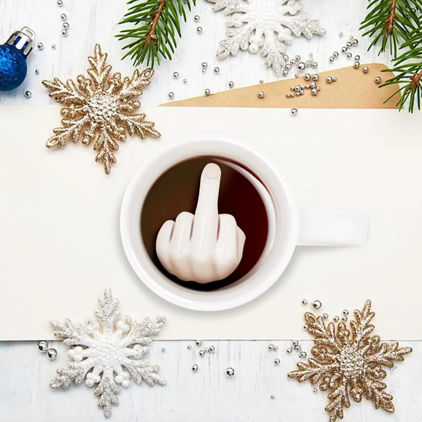 Middle Ceramic Mug Finger Cup Coffee Mug 3D Funny Women Men Water Tea Cup with Handle for Party April Fool's Day Christmas Gift