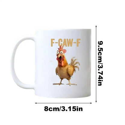 Coffee Mug Ceramic Funny F-Caw-F Chicken FCAWF Coffee Cup Mugs Farmhouse Themed Mug Animal Tea Cup Christmas Gift For Friends