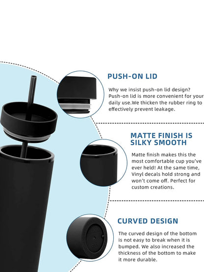 double wall tumbler cup with straws