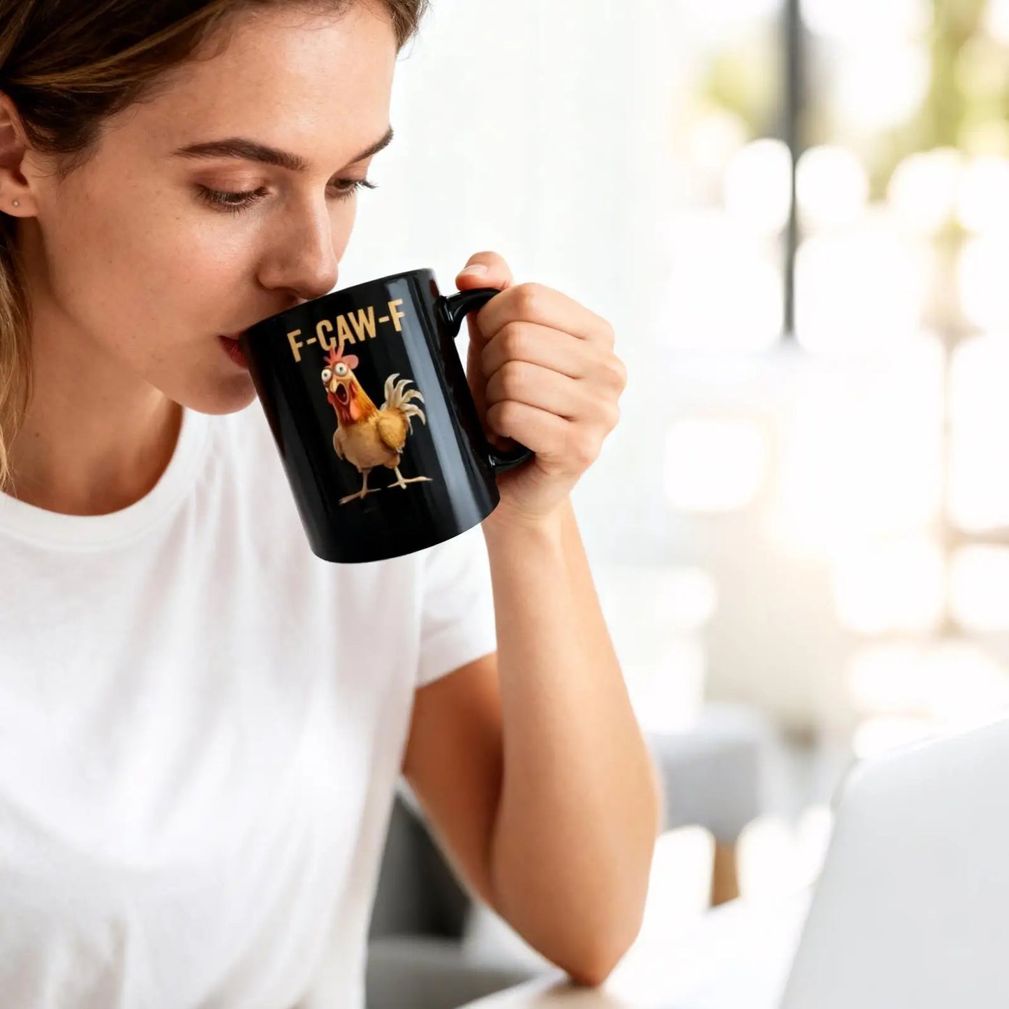 Coffee Mug Ceramic Funny F-Caw-F Chicken FCAWF Coffee Cup Mugs Farmhouse Themed Mug Animal Tea Cup Christmas Gift For Friends