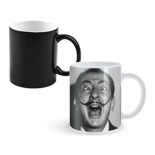 Salvador Dali Funny Portrait Creative Change Ceramic Mug Heat Revealing Coffee Cup Breakfast Cup Mug Gift