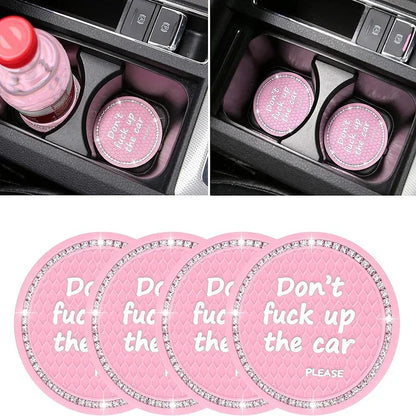 pink diamond car cup coaster
