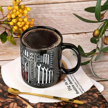 Funny 325ml Coffee Mug Ceramic Toolbox Design Mechanic Water Cup Wrench Pattern Sturdy Mechanic Mug Auto/Car Mechanic Gift