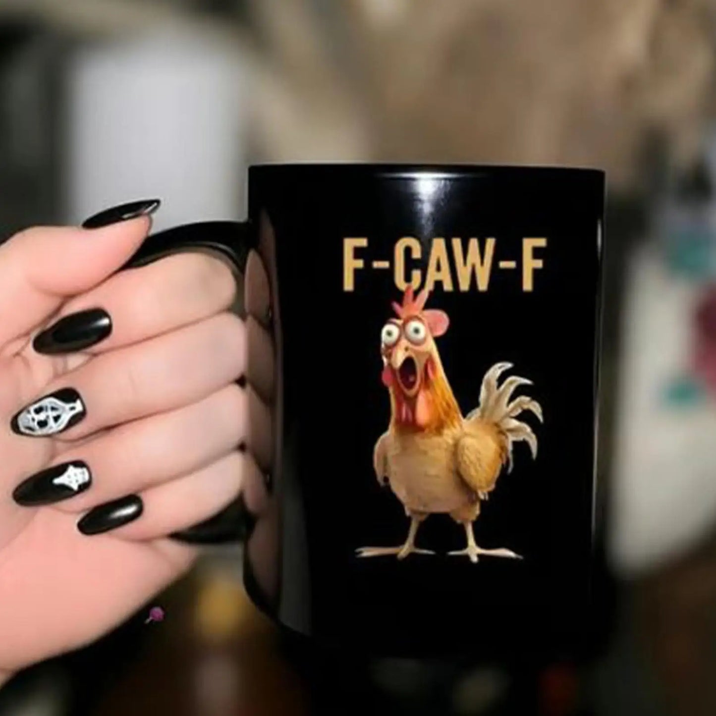 Coffee Mug Ceramic Funny F-Caw-F Chicken FCAWF Coffee Cup Mugs Farmhouse Themed Mug Animal Tea Cup Christmas Gift For Friends