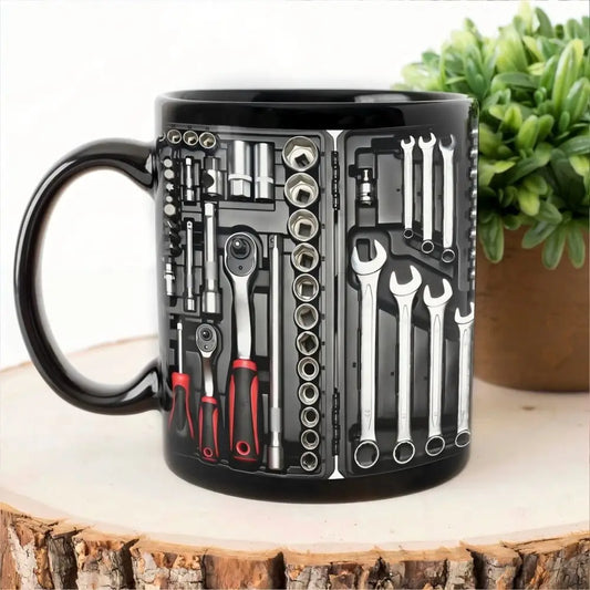 Funny 325ml Coffee Mug Ceramic Toolbox Design Mechanic Water Cup Wrench Pattern Sturdy Mechanic Mug Auto/Car Mechanic Gift