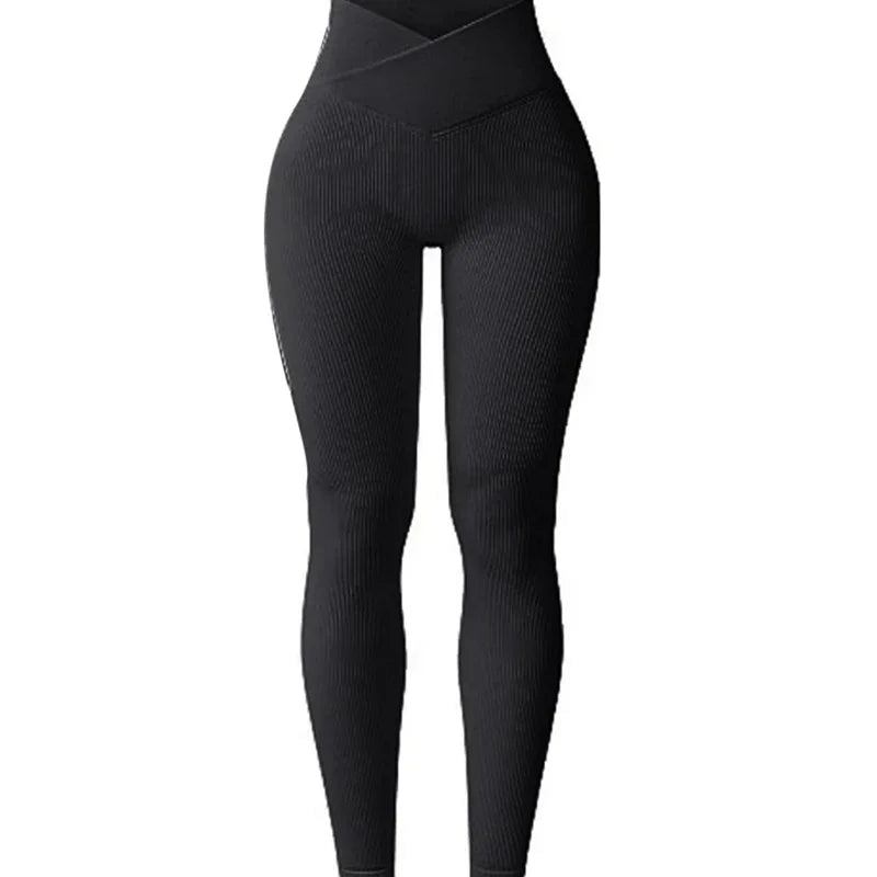 Yoga Leggings for Women Slim Cut Casual Leggings Seamless High Waist Yoga Leggings Ribbed Pattern Solid Color Long for Women's