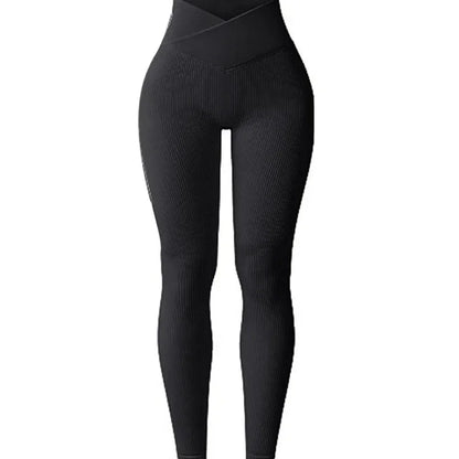 Yoga Leggings for Women Slim Cut Casual Leggings Seamless High Waist Yoga Leggings Ribbed Pattern Solid Color Long for Women's