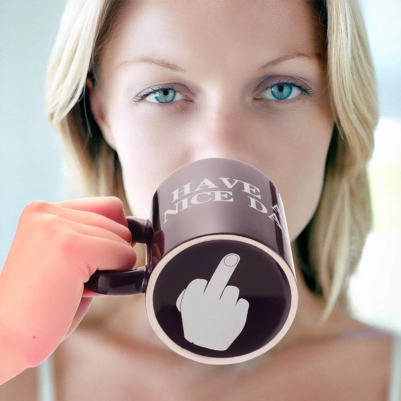 Funny Middle Finger mugs,Have a Nice Day Coffee Mug Creative Cup for Coffee Milk Tea Cups,Ceramic Coffee Porcelain Tea Cup Gift