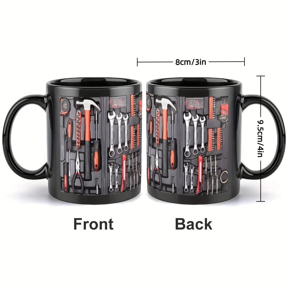 Funny 325ml Coffee Mug Ceramic Toolbox Design Mechanic Water Cup Wrench Pattern Sturdy Mechanic Mug Auto/Car Mechanic Gift