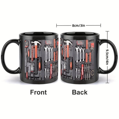 Funny 325ml Coffee Mug Ceramic Toolbox Design Mechanic Water Cup Wrench Pattern Sturdy Mechanic Mug Auto/Car Mechanic Gift