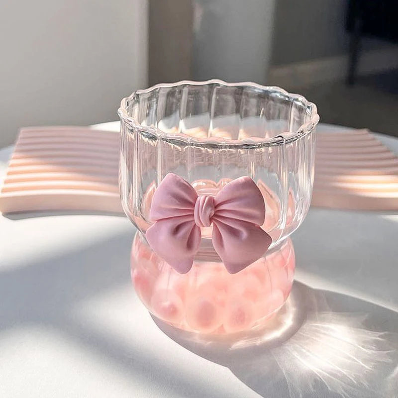 1pcs Pink Bow Glass Cute Water