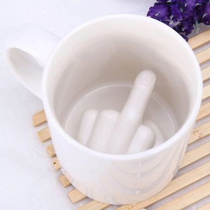 Middle Finger Cup Ceramic Mug Personalized Middle White Funny Coffee Milk Water Tea Cup with Handle for Party April Fool's Day