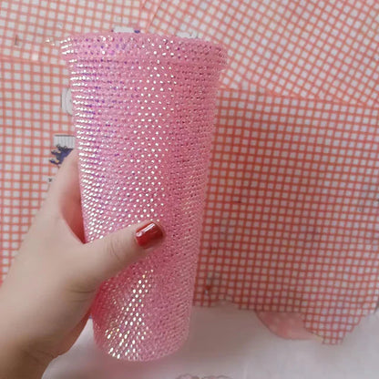 SCAONORCH Rhinestone Double Wall Plastic Tumbler With Lid and Straw Coffee Mug Cups Bling Diamand Large Capacity Water Bottle