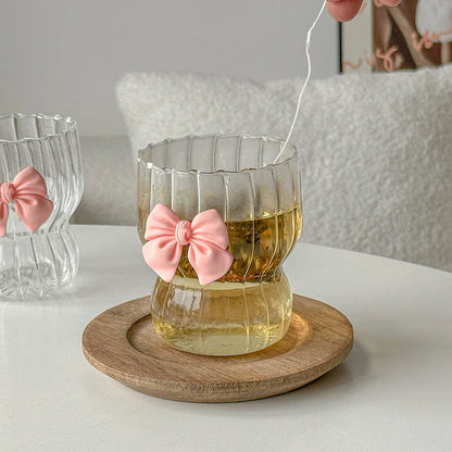 1pcs Pink Bow Glass Cute Water