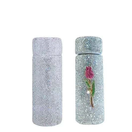 Luxury Rhinestone Stainless Steel Insulated Cup Portable Mini Water Bottle 150ml Vacuum Coffee Mug Bling Thermoses Keep Cold