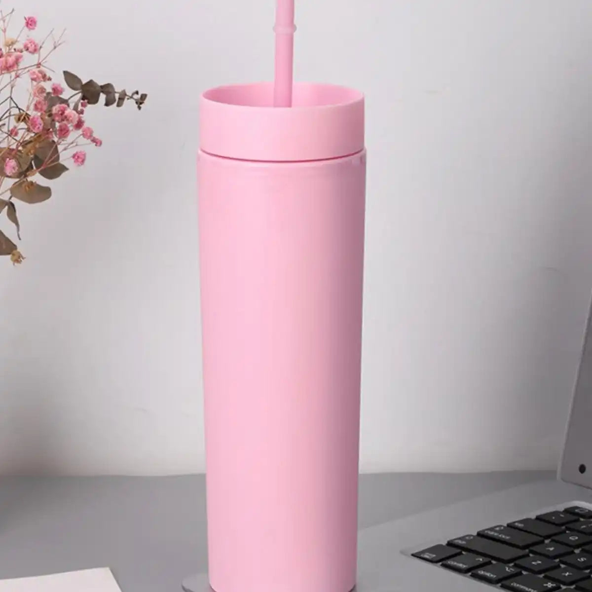 double wall tumbler cup with straws