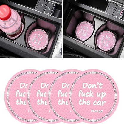 pink diamond car cup coaster