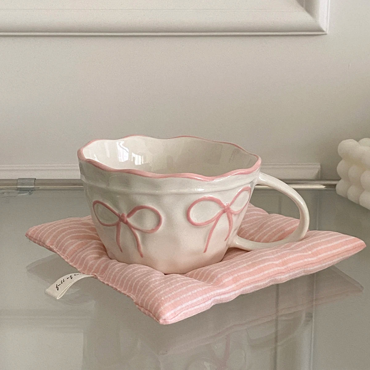 1Pc Bow Ceramic Mug