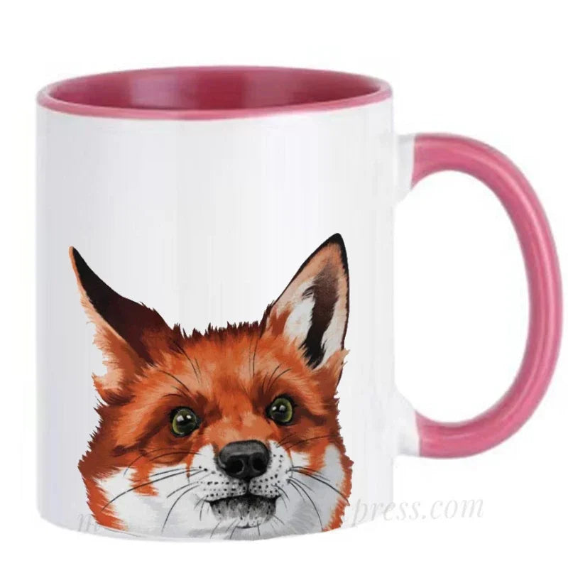 Funny Fox Mugs Milk Coffee Mugen Ceramic Travel Cups Beer Drinkware Tea Teaware Tableware Coffeeware Home Decal Friend Gifts