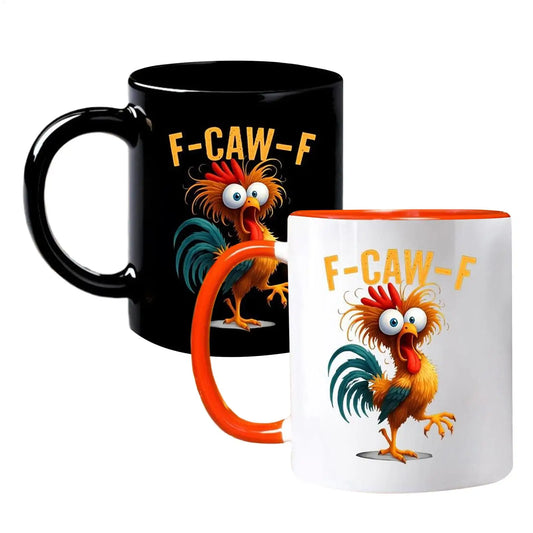 Coffee Mug Ceramic Funny F-Caw-F Chicken FCAWF Coffee Cup Mugs Farmhouse Themed Mug Animal Tea Cup Christmas Gift For Friends