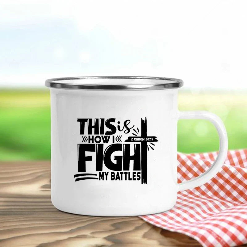 Jesus Is God Print Enamel Mugs Christian Creative Coffee Cup Friends Tourist Mug Cute Drinkware Personalized Gifts Cofee Cups