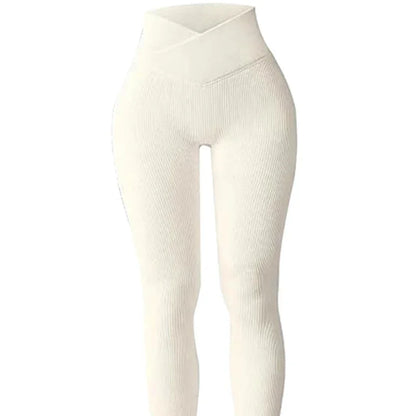 Yoga Leggings for Women Slim Cut Casual Leggings Seamless High Waist Yoga Leggings Ribbed Pattern Solid Color Long for Women's