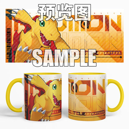Digimon Water Cup Animation Peripheral Agumon Gabumon Patamon Dilumon Cartoon Print Ceramic Milk Coffee Mug Christmas Gift
