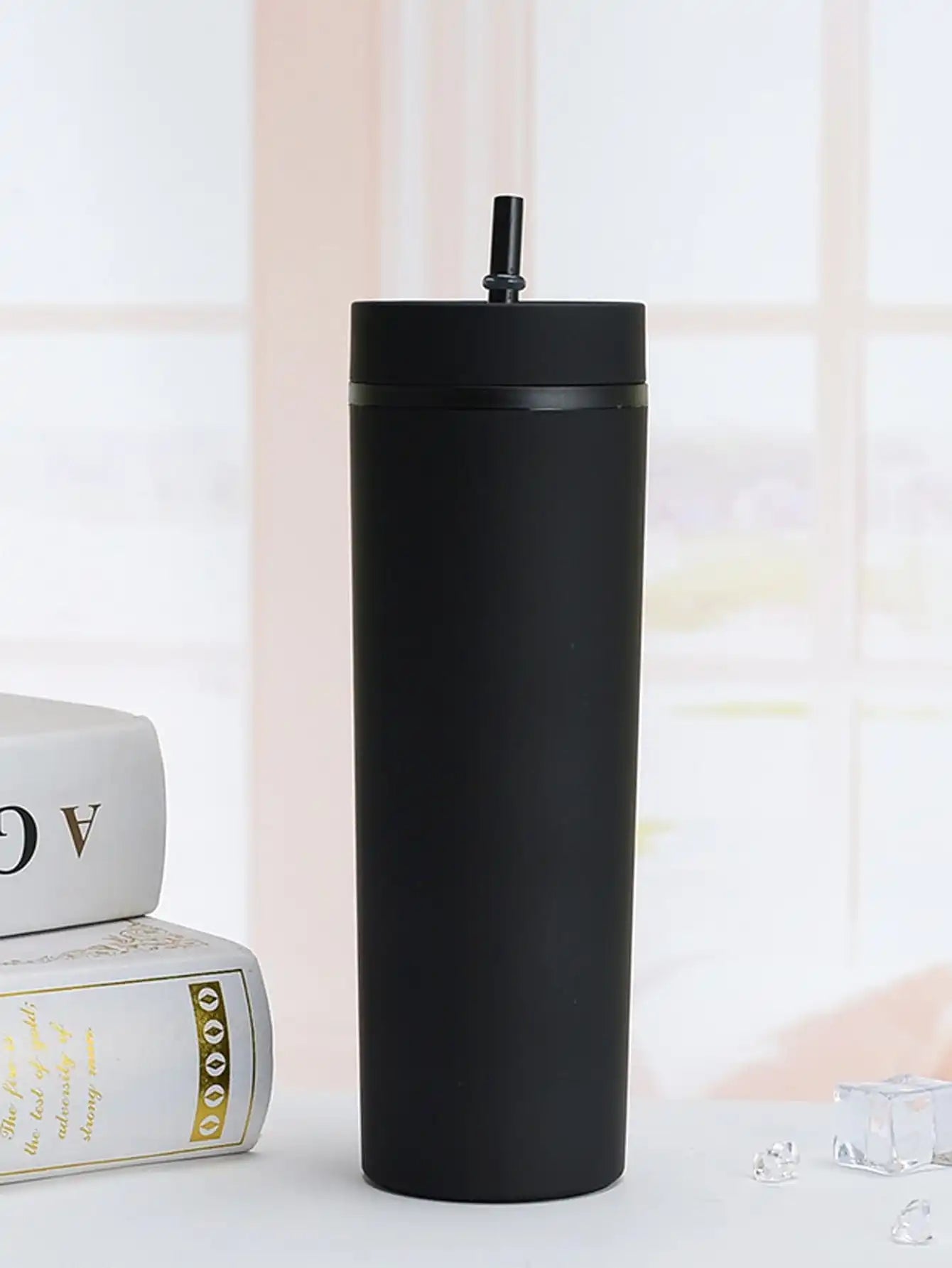 double wall tumbler cup with straws