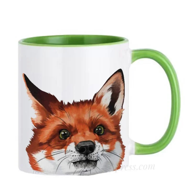 Funny Fox Mugs Milk Coffee Mugen Ceramic Travel Cups Beer Drinkware Tea Teaware Tableware Coffeeware Home Decal Friend Gifts