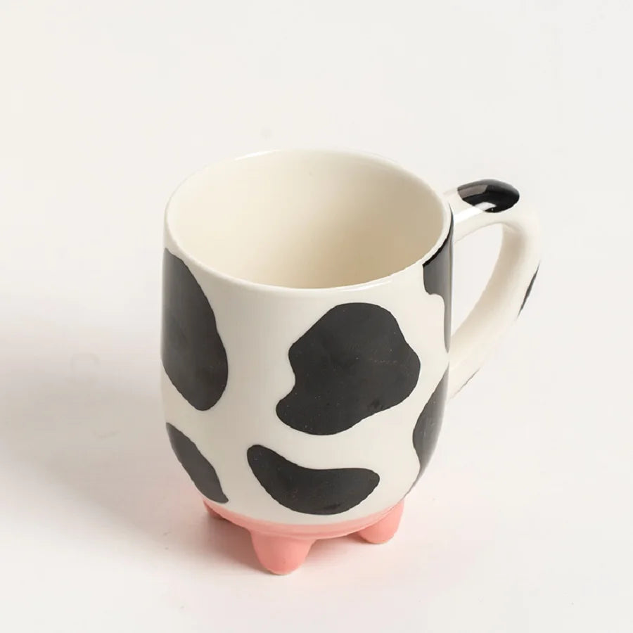 1pc 500ml/17oz Funny Cow Print Coffee Mug, Ceramic Coffee Cup, Water Cup, Summer Winter Drinkware, Perfect Gift