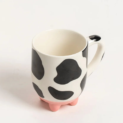 1pc 500ml/17oz Funny Cow Print Coffee Mug, Ceramic Coffee Cup, Water Cup, Summer Winter Drinkware, Perfect Gift