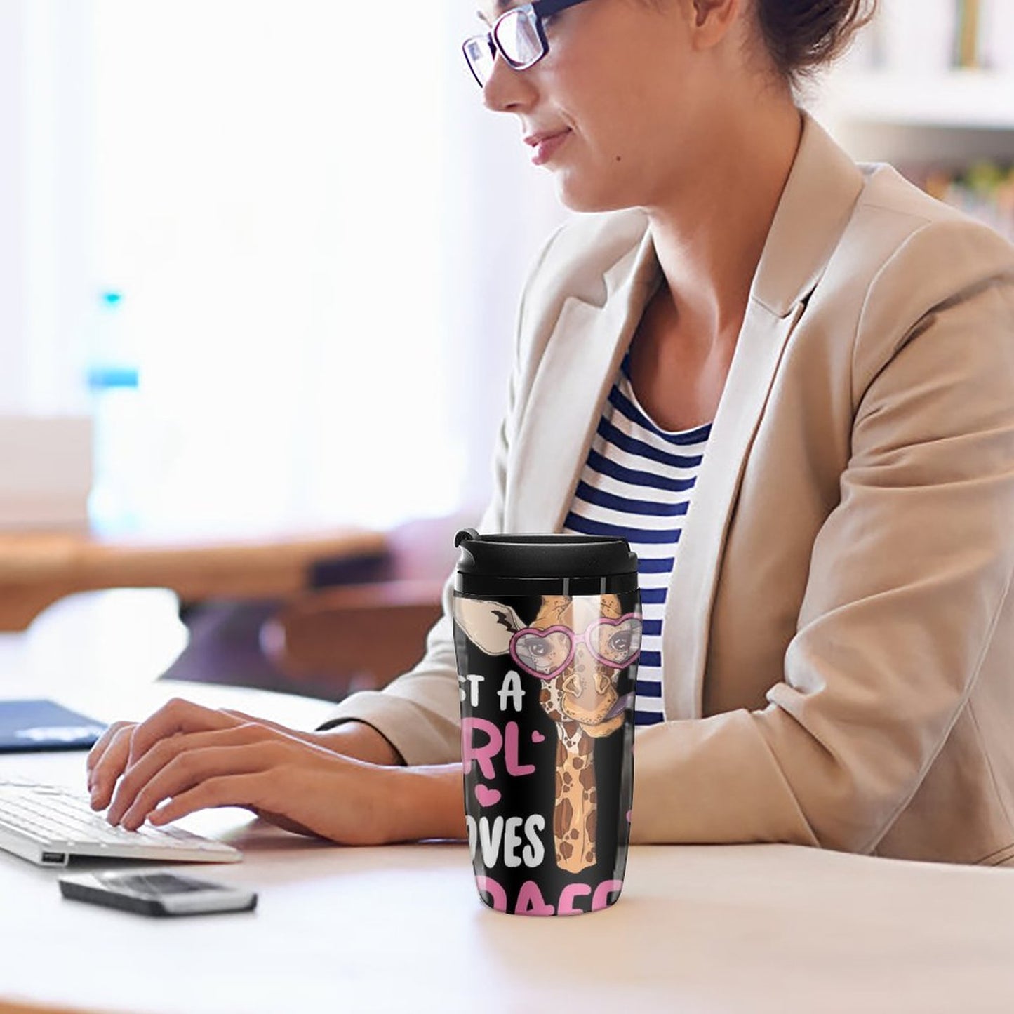 New Just A Girl Who Loves Giraffes Giraffe Lover Gift Travel Coffee Mug Cups And Mugs Coffee Cup Set Thermos Mug