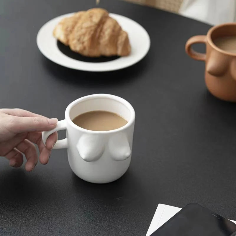Ceramic Funny Boob Mug Coffee Mug Novelty Gift Titty Shape Breakfast Milk Tea Water Cups Porcelain
