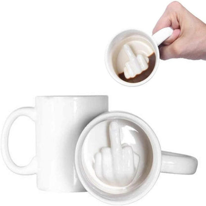 Middle Finger Cup Ceramic Mug Personalized Middle White Funny Coffee Milk Water Tea Cup with Handle for Party April Fool's Day