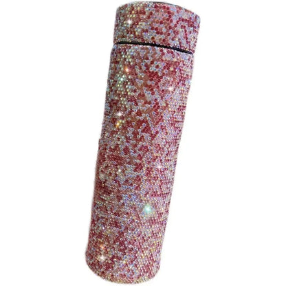 Bling Car Stainless Steel Water Bottle Crystal Diamond Vacuum Insulated Coffee Travell Mug Leakproof Bottle Auto Accessories