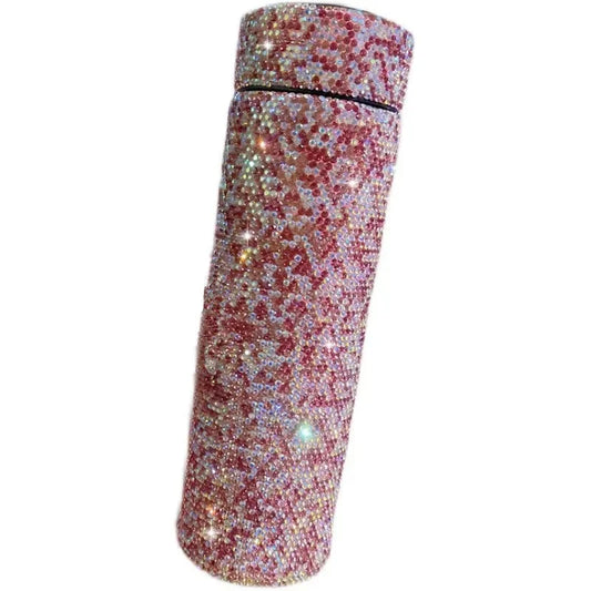 Bling Car Stainless Steel Water Bottle Crystal Diamond Vacuum Insulated Coffee Travell Mug Leakproof Bottle Auto Accessories