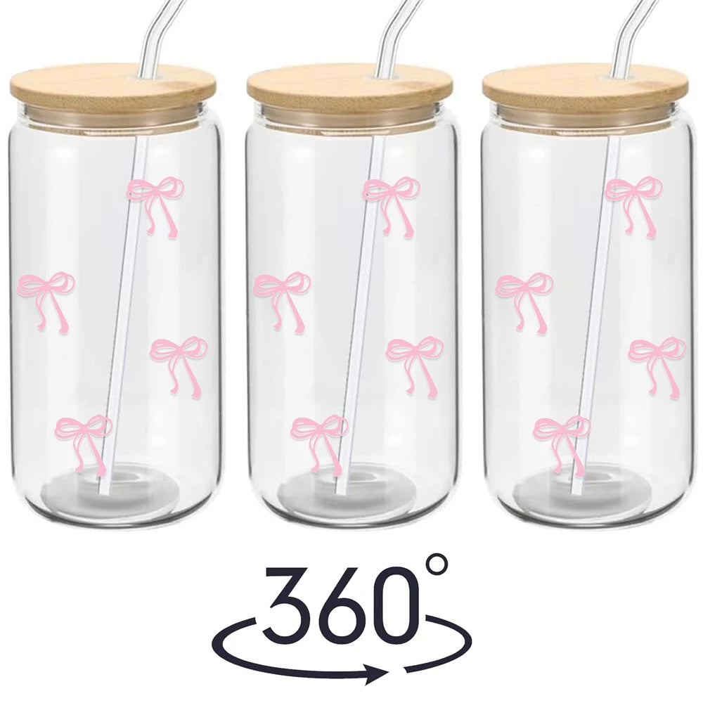 500ml Pink Bow Cute Glass Cups