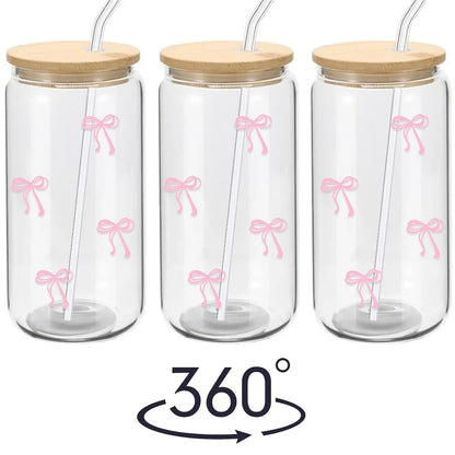 500ml Pink Bow Cute Glass Cups