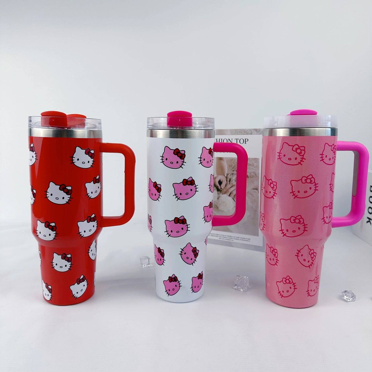 40Oz Sanrio Hello Kitty Stainless Steel Insulated Mug Pink with Handle Straw Mugs Large Capacity Thermos Drinks Coke Coffee Mug