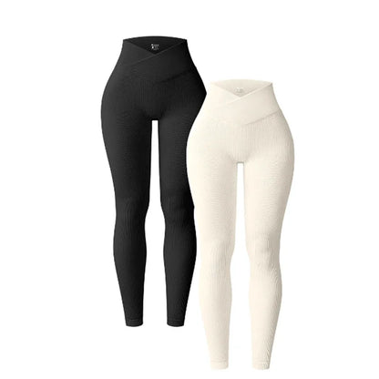 Yoga Leggings for Women Slim Cut Casual Leggings Seamless High Waist Yoga Leggings Ribbed Pattern Solid Color Long for Women's