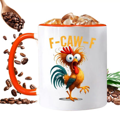 Coffee Mug Ceramic Funny F-Caw-F Chicken FCAWF Coffee Cup Mugs Farmhouse Themed Mug Animal Tea Cup Christmas Gift For Friends